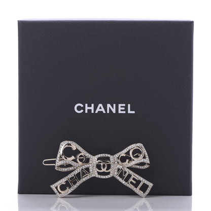 Chanel Metal Crystal Bow-tiful CC Hair Clip Gold 5 of 5