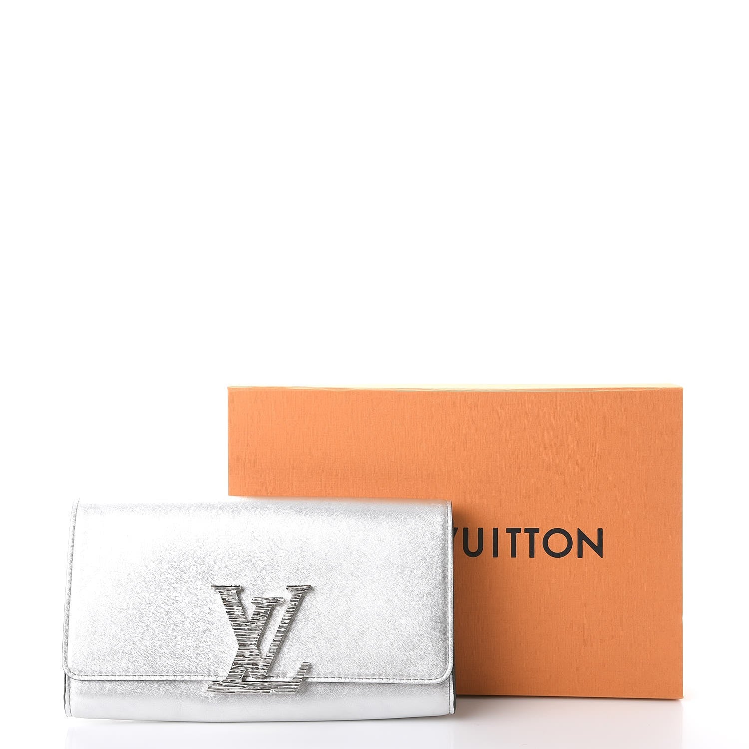 Louis Vuitton Metallic Calfskin Louise EW Lock Clutch Silver 9 of 9
