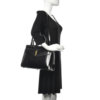 Saint Laurent Shiny Calfskin Medium Uptown Tote Black 2 of 10