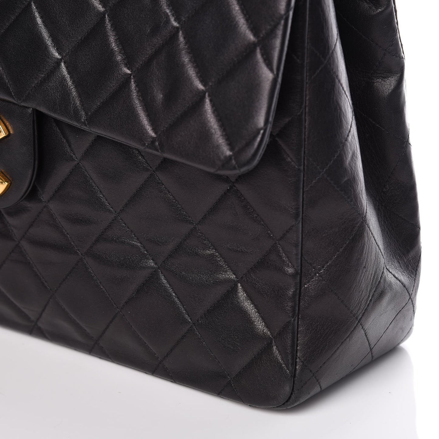 Lambskin Quilted XL Jumbo Single Flap Black