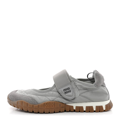 Miu Miu Technical Fabric Suede Womens Tyre Ballerina Flats 36.5 Cloudy Gray 1 of 9