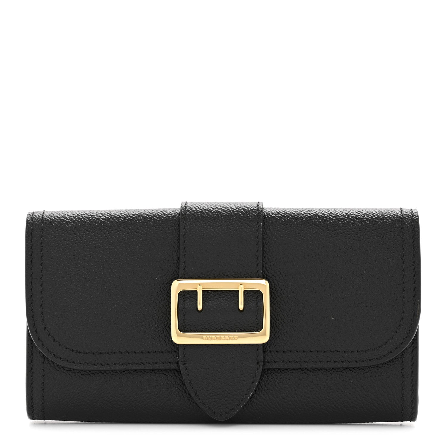 Burberry Grainy Calfskin Buckle Detail Flap Wallet Black 1 of 11