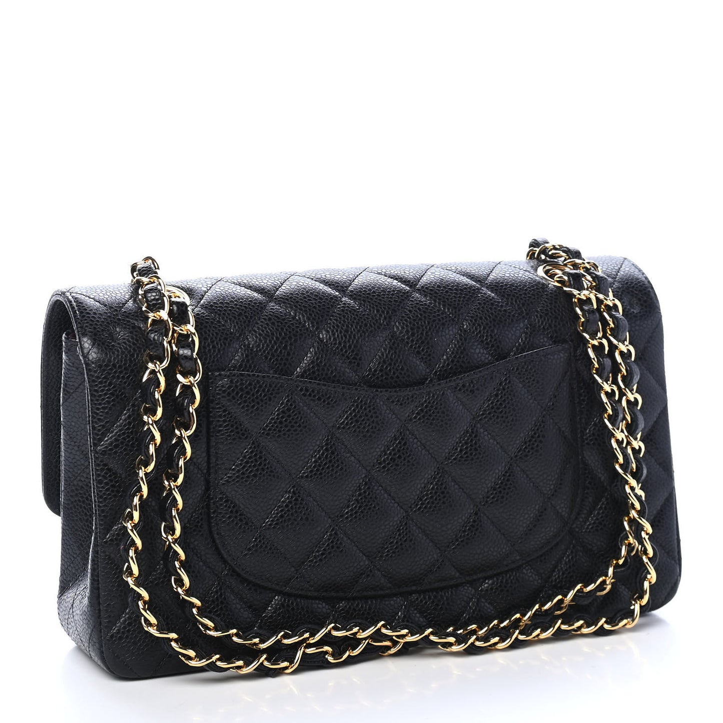 Caviar Quilted Medium Double Flap Black