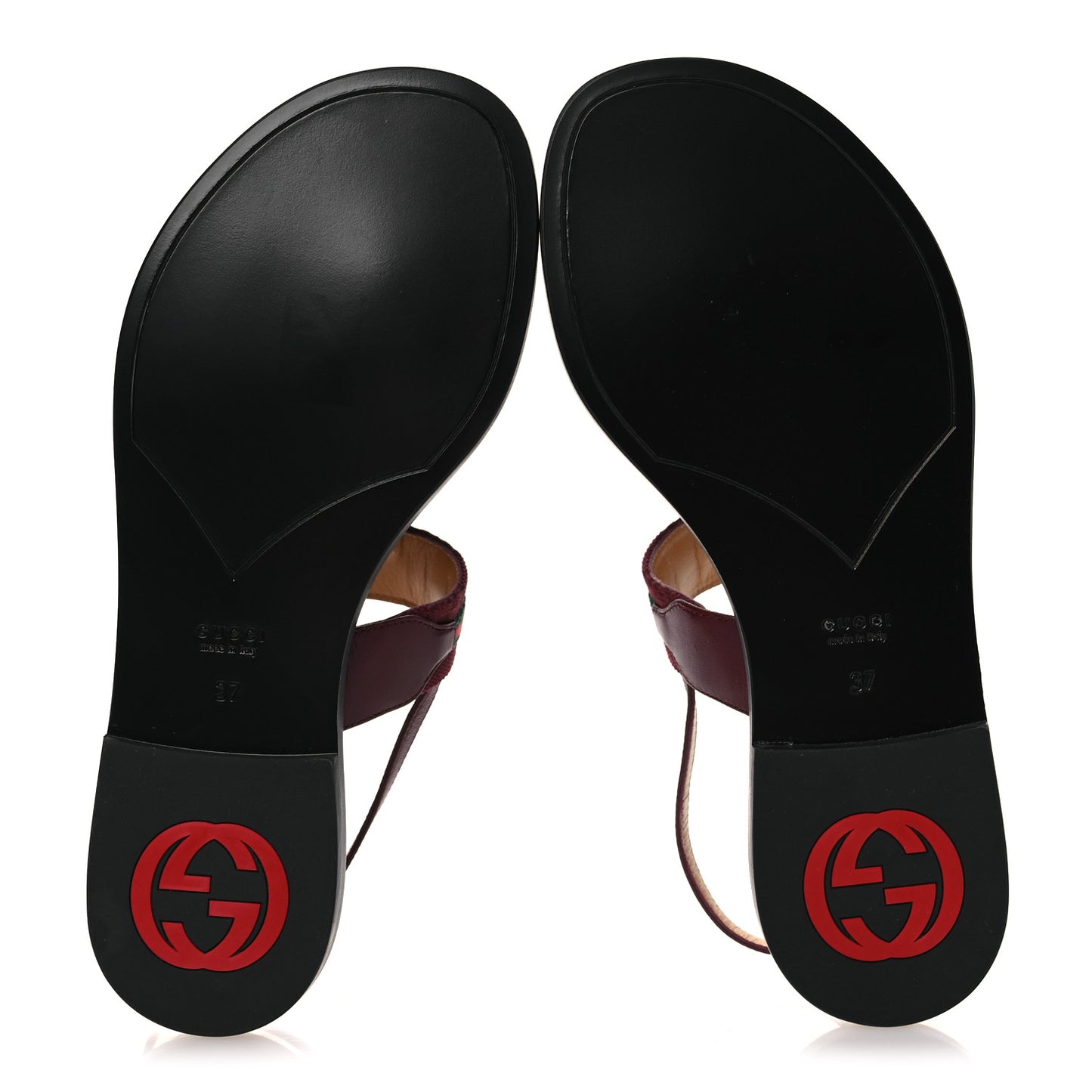 New Canvas GG Malaga Kid Web Interlocking G Womens Thong Sandals 37 Rosso Ancora