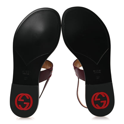Gucci New Canvas GG Malaga Kid Web Interlocking G Womens Thong Sandals 37 Rosso Ancora 7 of 11