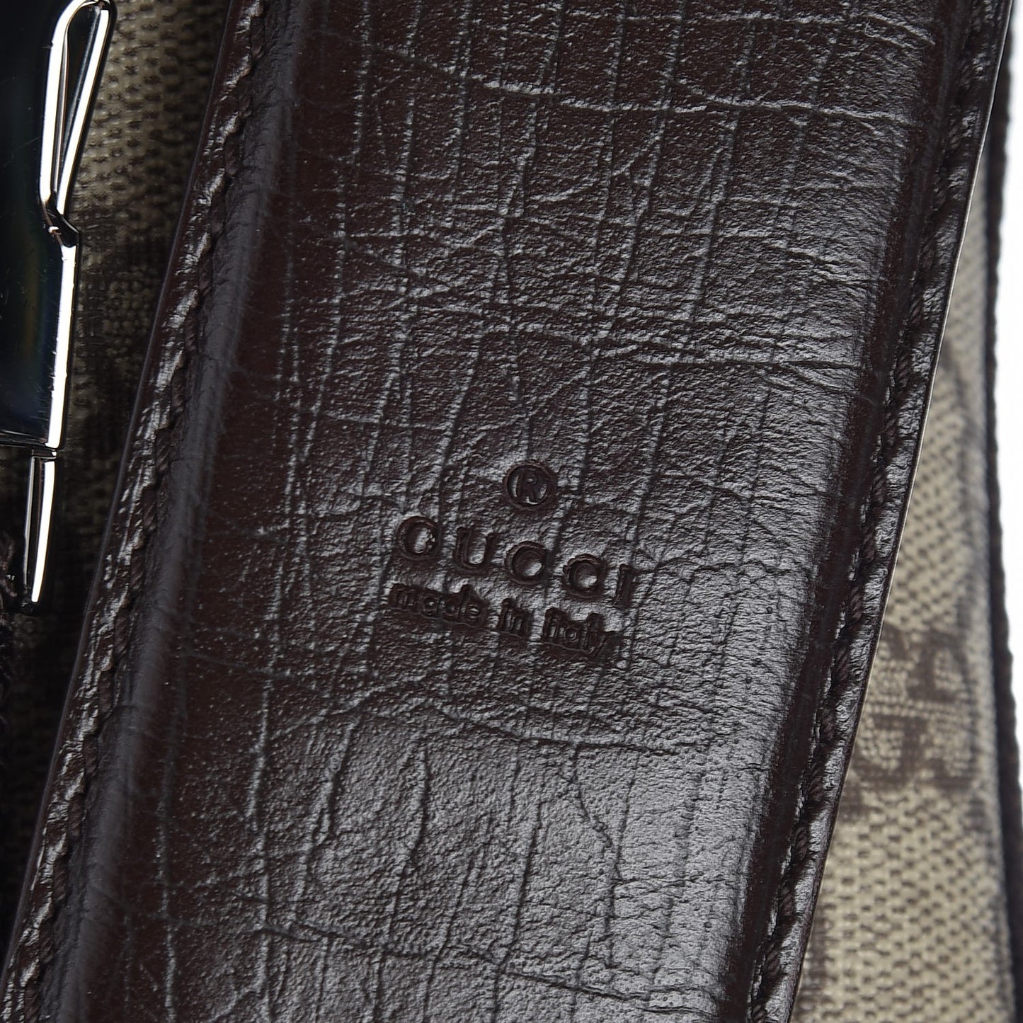 GG Plus Monogram Large Double Buckle Flap Messenger Bag Beige Dark Brown