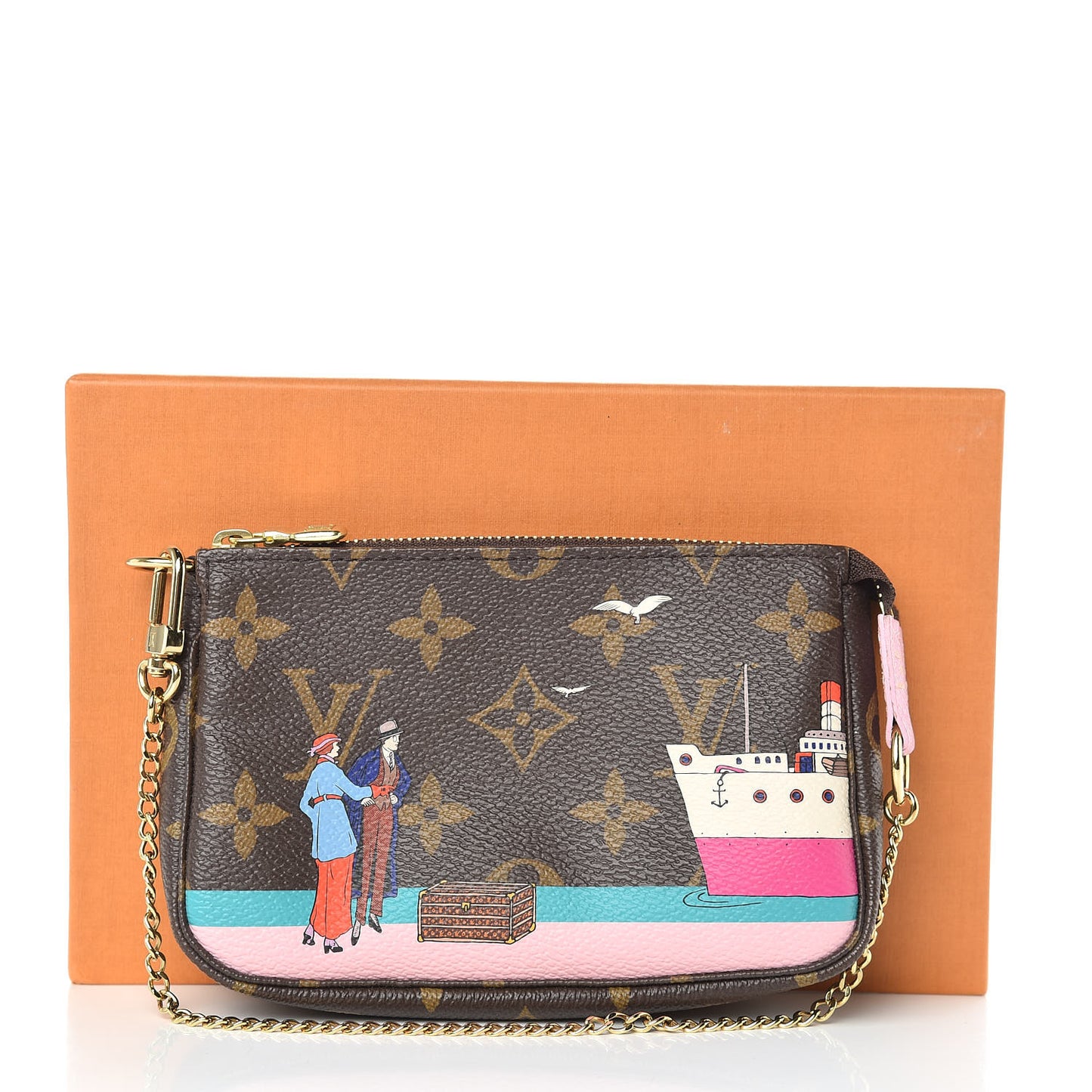 Monogram 2016 Christmas Animation Mini Pochette Accessories Rose Ballerine