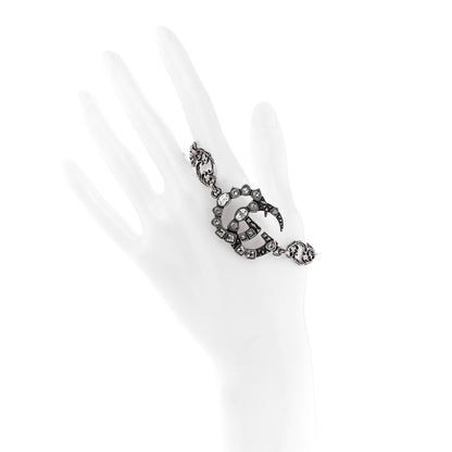 Gucci Oxidized Palladium Crystal Double G Bracelet Silver 2 of 5