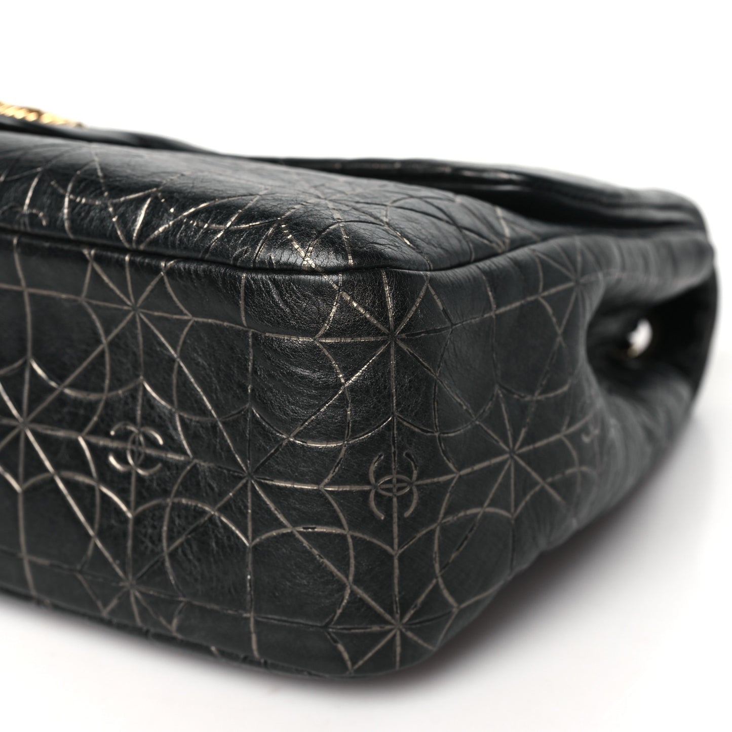 Metallized Effect Embossed Calfskin Quilted Paris Moscou Moujik Flap Black