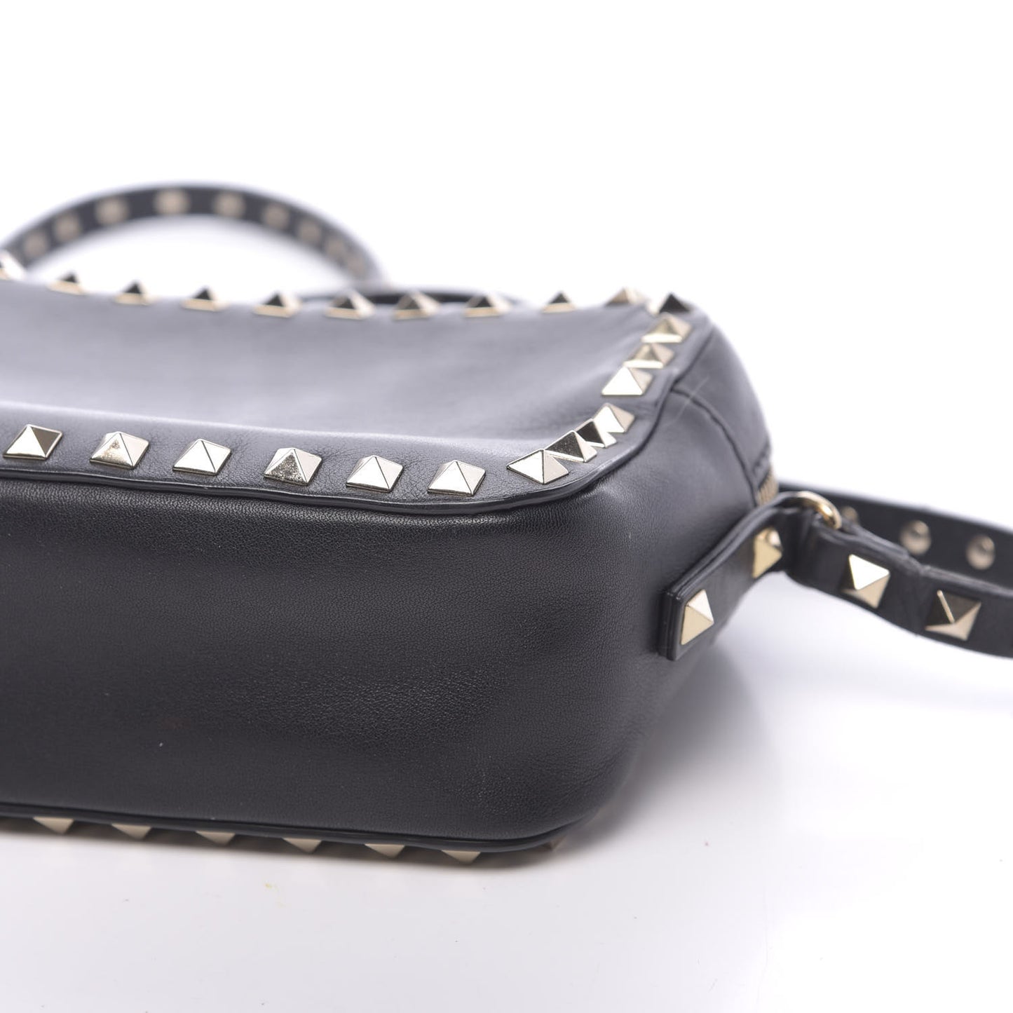 Calfskin Rockstud Camera Crossbody Bag Black