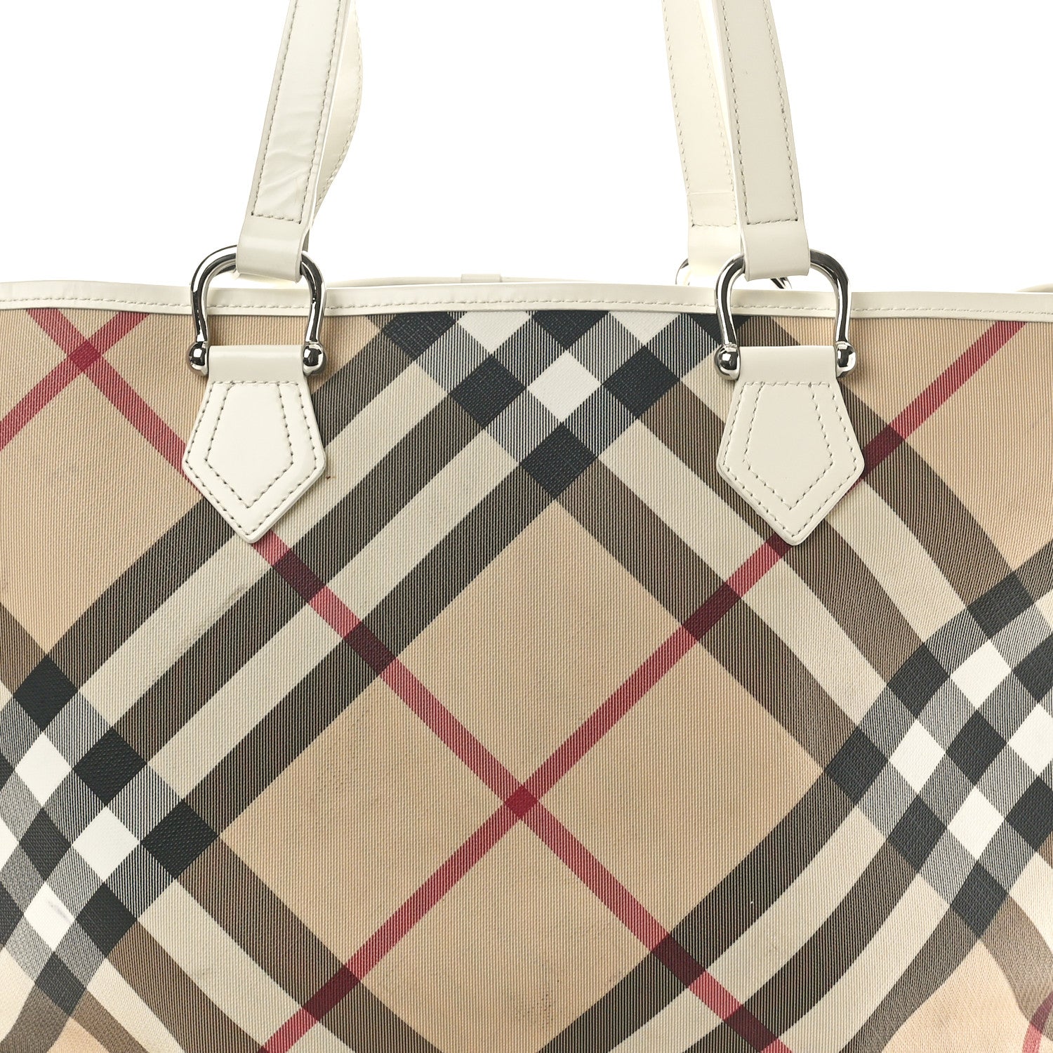 Burberry Nova Check Large Nickie Tote White 8 of 12