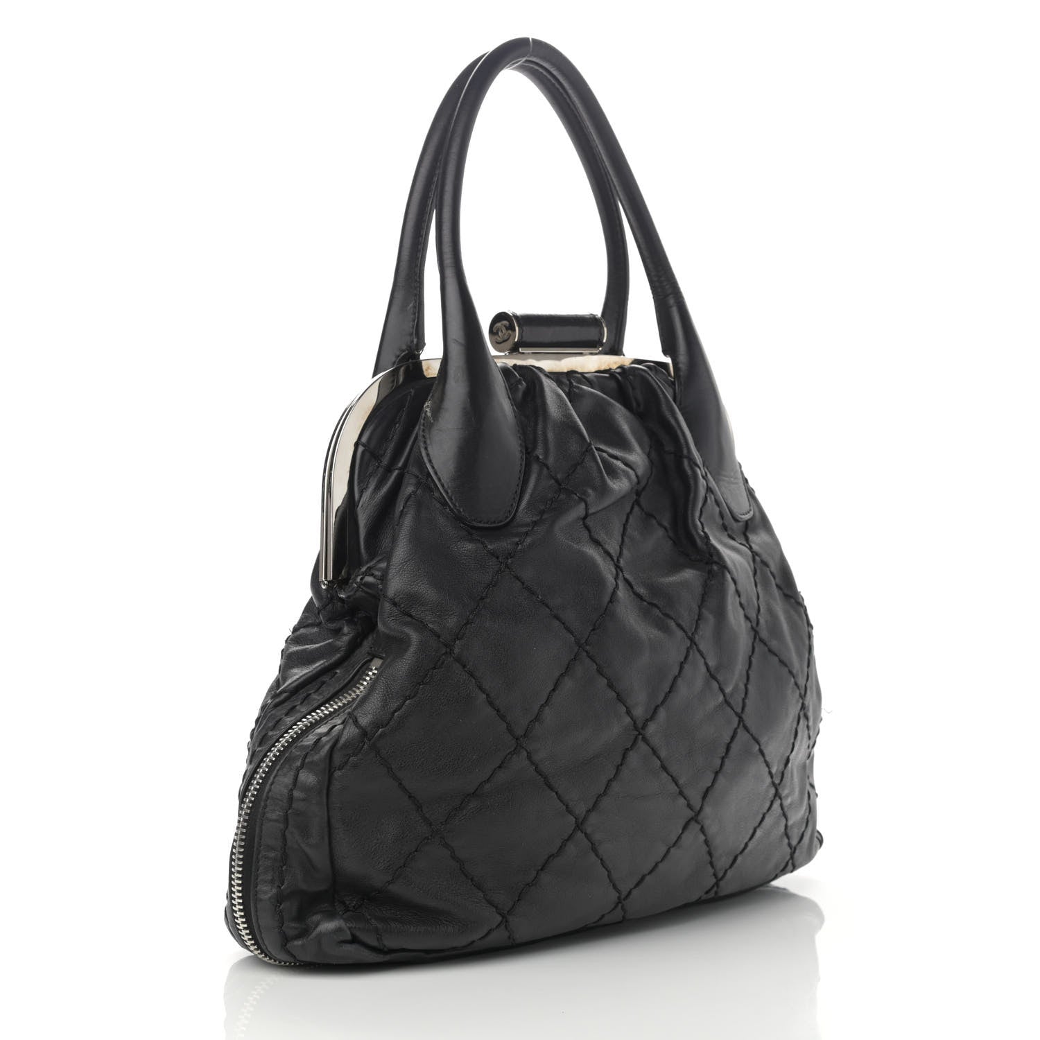 Chanel Calfskin Stitched Expandable Frame Bag Black 2 of 12