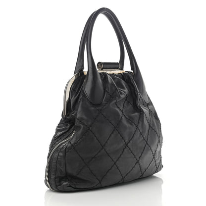 Chanel Calfskin Stitched Expandable Frame Bag Black 2 of 12
