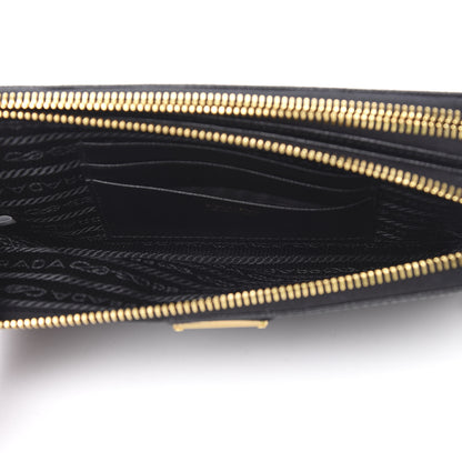 Prada Saffiano Lux Mini Double Zip Chain Crossbody Bag Black 6 of 12