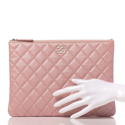 Chanel Iridescent Caviar Quilted Medium Cosmetic Case Rose Pink 2 of 9