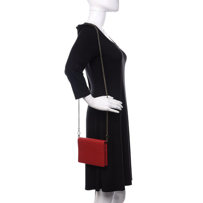 Bottega Veneta Nappa Intrecciato Chain Wallet China Red 2 of 12