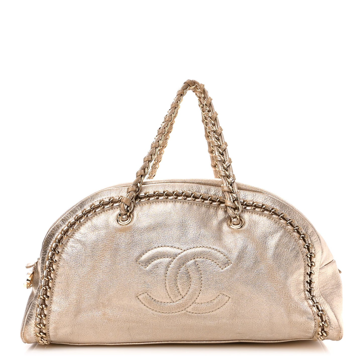 Metallic Goatskin Extra Large Luxe Ligne Luxury By Chanel Bowler Light Gold