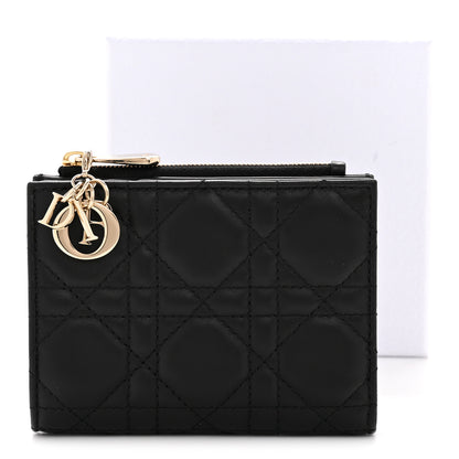 Christian Dior Lambskin Cannage Lady Dior Dahlia Wallet Black 9 of 9