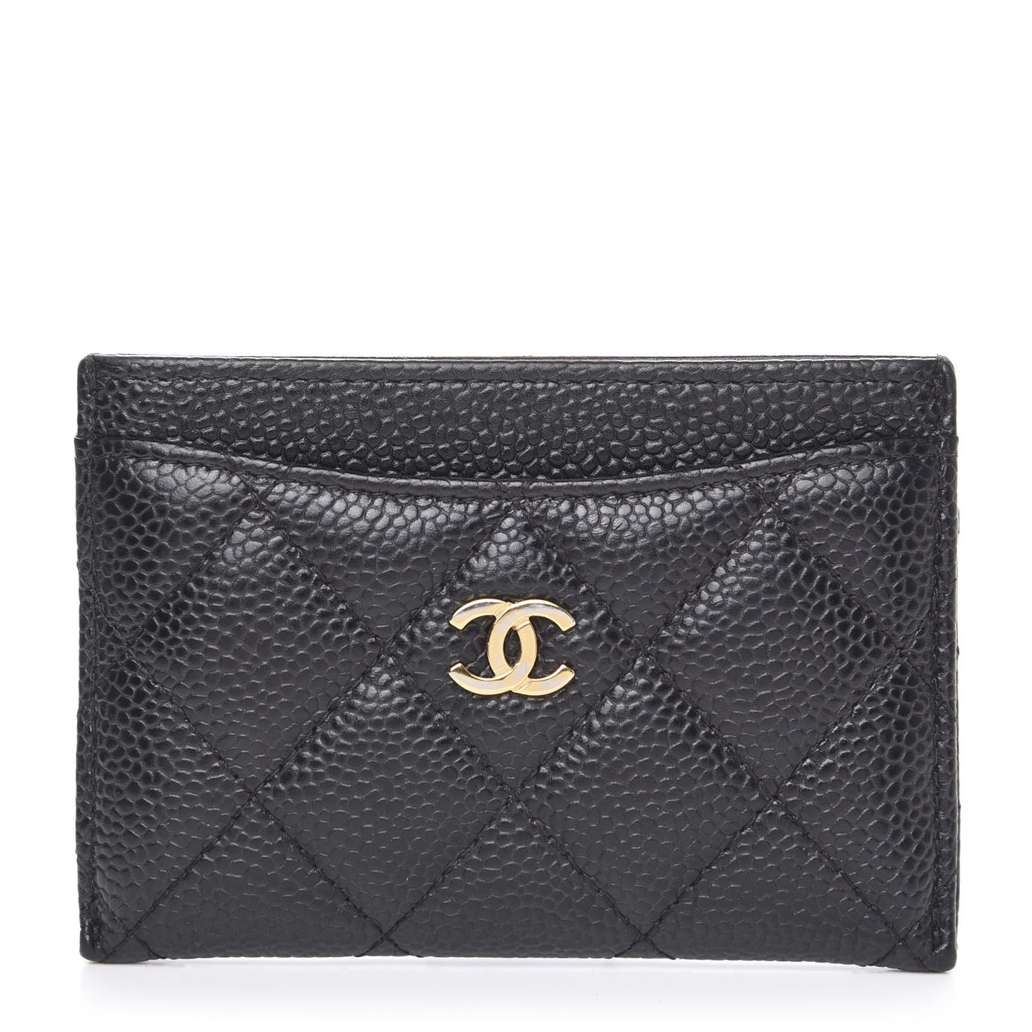 Caviar Quilted Card Holder Black