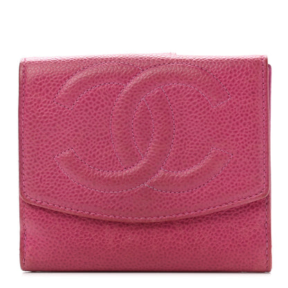 Chanel Caviar Timeless CC Compact French Wallet Pink 1 of 12