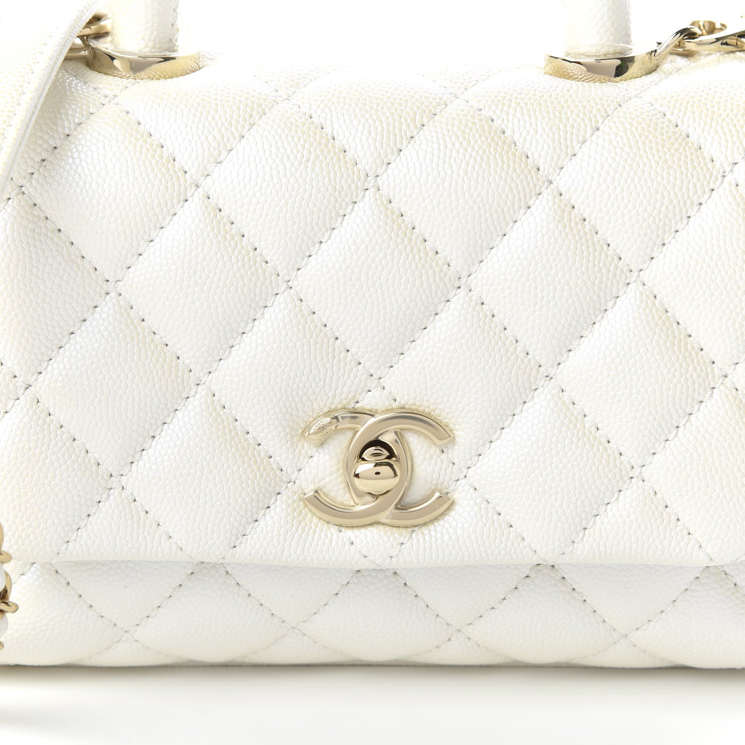 Chanel Iridescent Caviar Quilted Extra Mini Coco Handle Flap Ivory 10 of 10