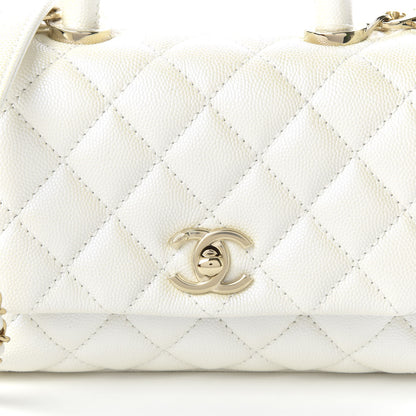 Chanel Iridescent Caviar Quilted Extra Mini Coco Handle Flap Ivory 10 of 10
