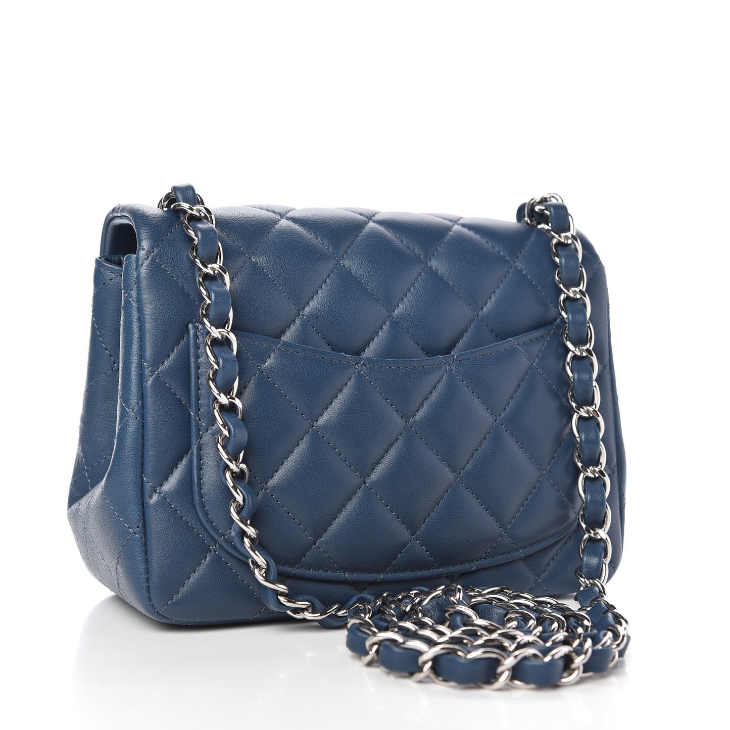 Lambskin Quilted Mini Square Flap Blue