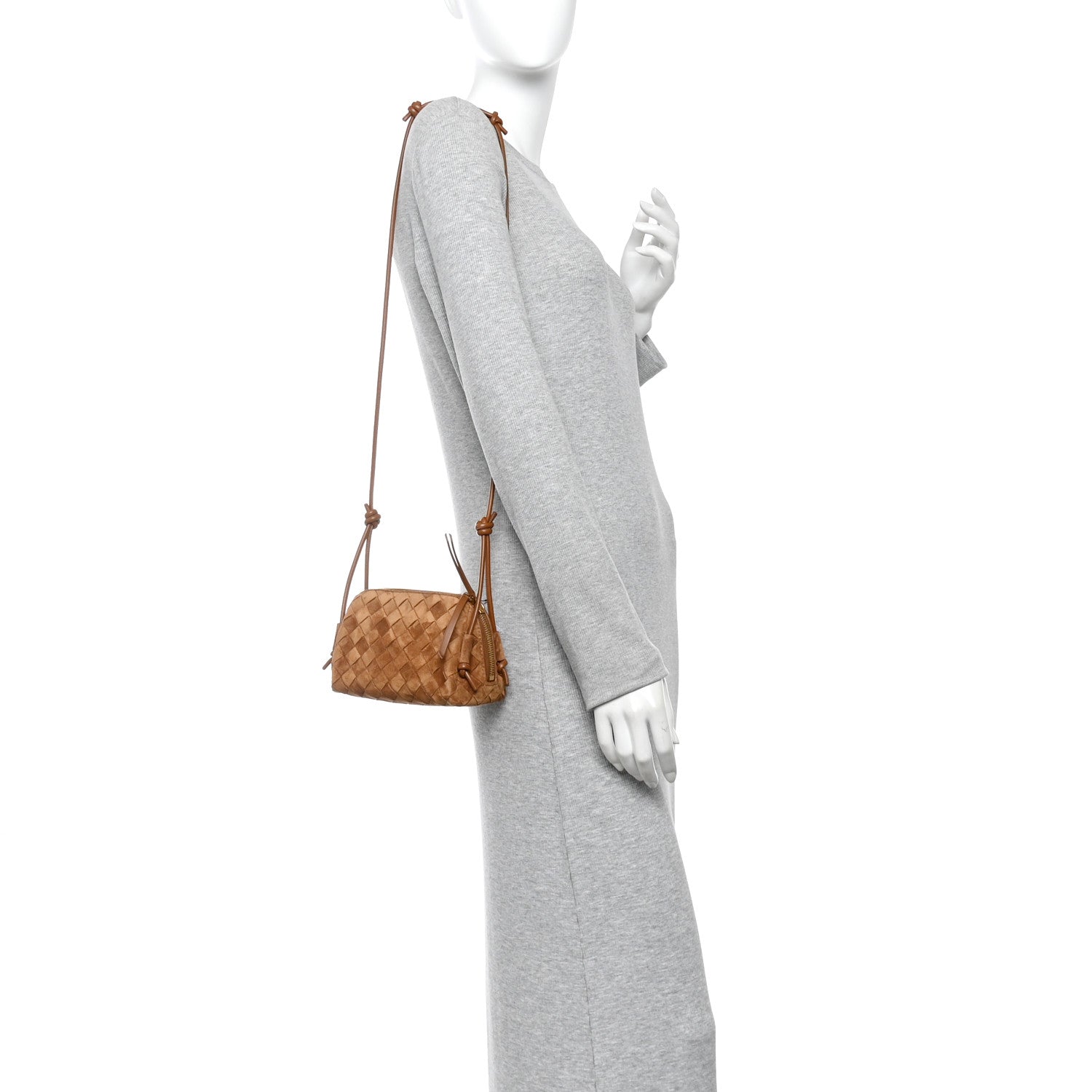 Bottega Veneta Suede Intrecciato Concert Pouch Amber 2 of 10