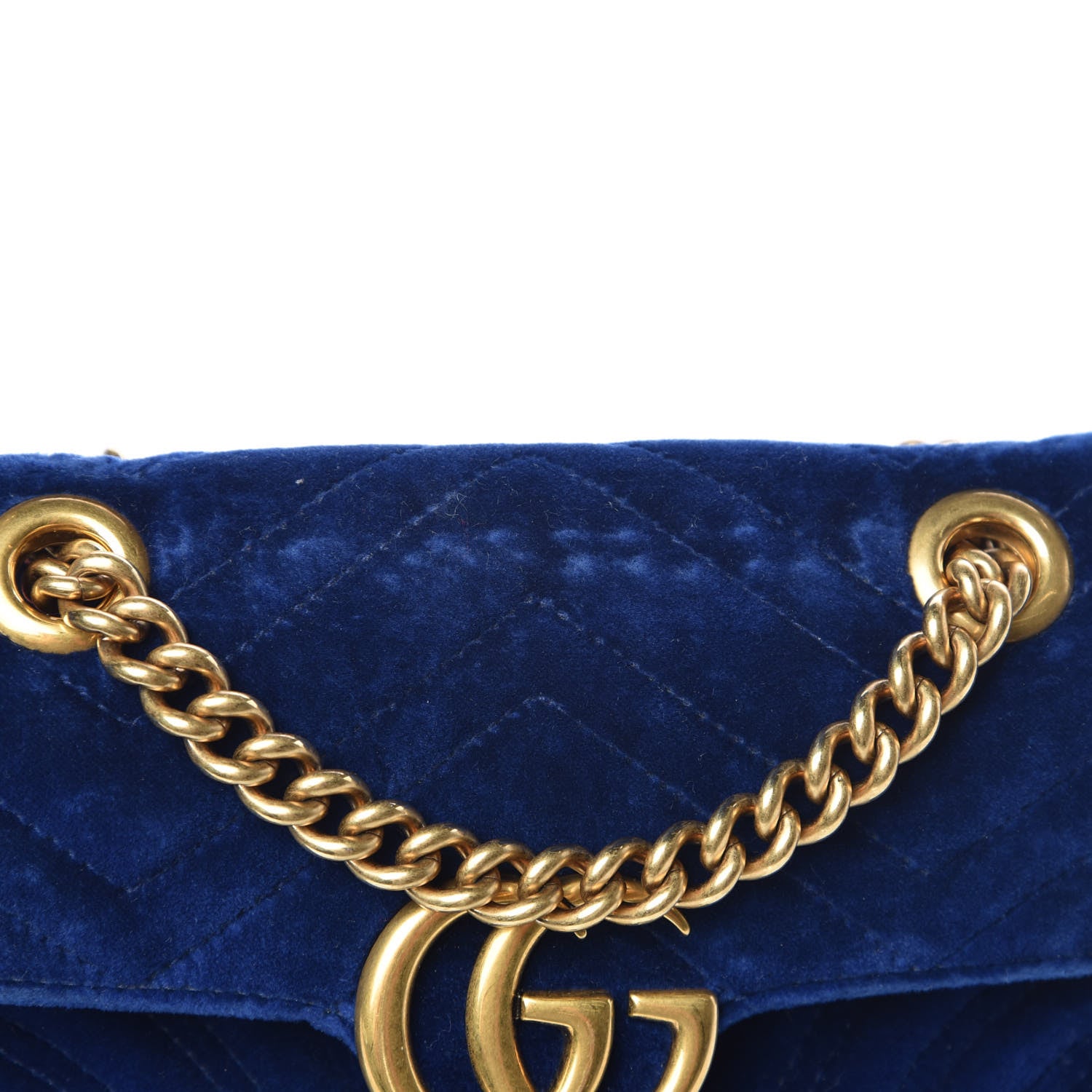Gucci Velvet Matelasse Mini GG Marmont Shoulder Bag Cobalt Blue 11 of 12