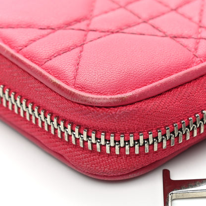 Christian Dior Lambskin Cannage Mini Lady Dior Zip Portemonnaie Fuchsia 8 of 13