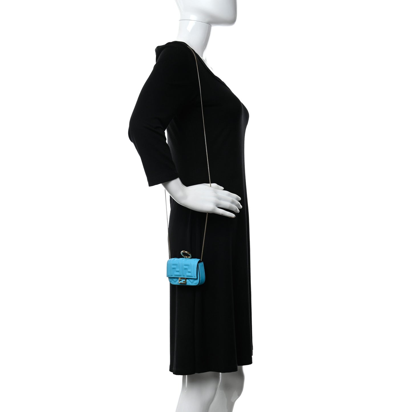 Nappa Matisse FF Embossed Nano Baguette Charm Pool
