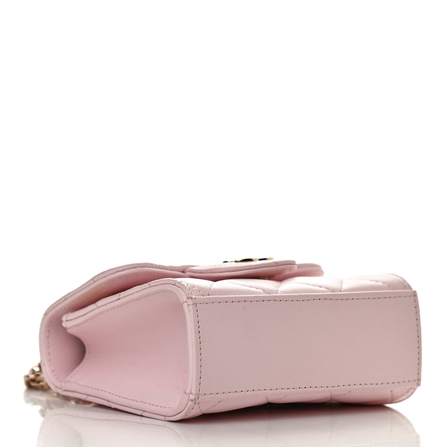 Chanel Lambskin Quilted Top Handle Clutch With Chain Light Pink 4 of 14