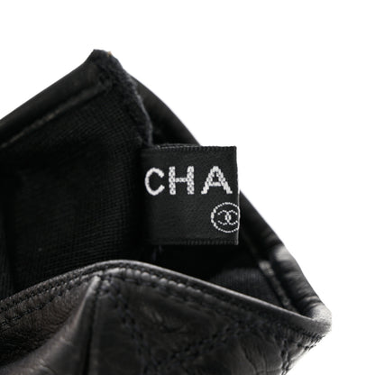Chanel Lambskin Fingerless Chain CC Gloves 8 Black 3 of 5