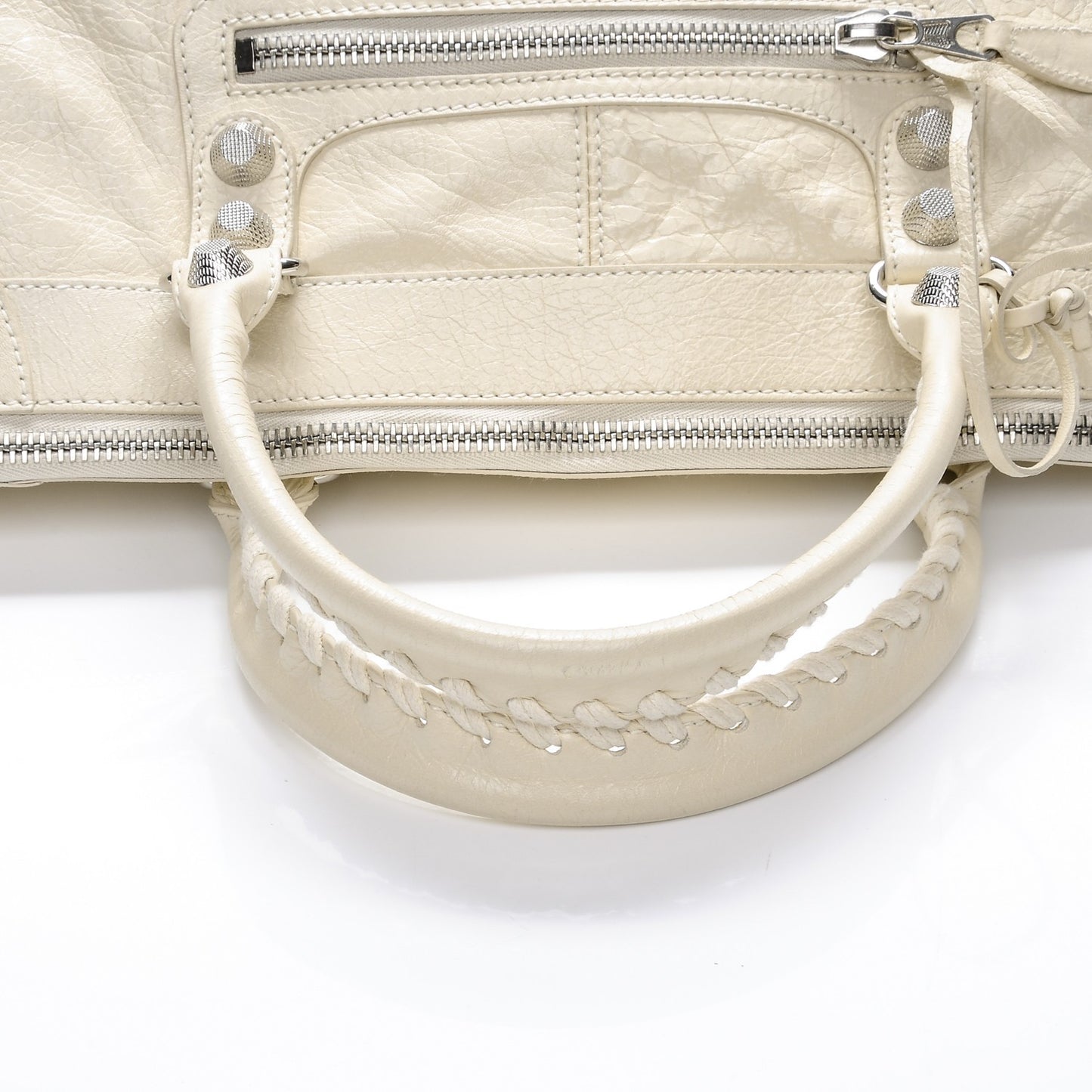 Agneau Arena Giant 12 Silver Hardware Work Blanc Creme Light Craie