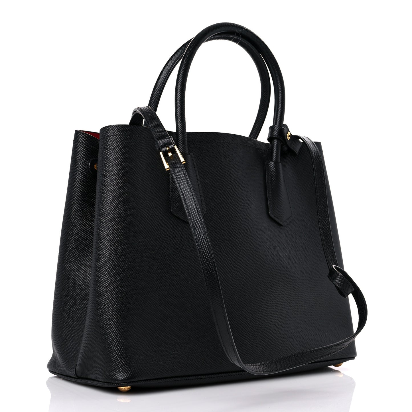 Saffiano Cuir Medium Double Bag Black Fuoco