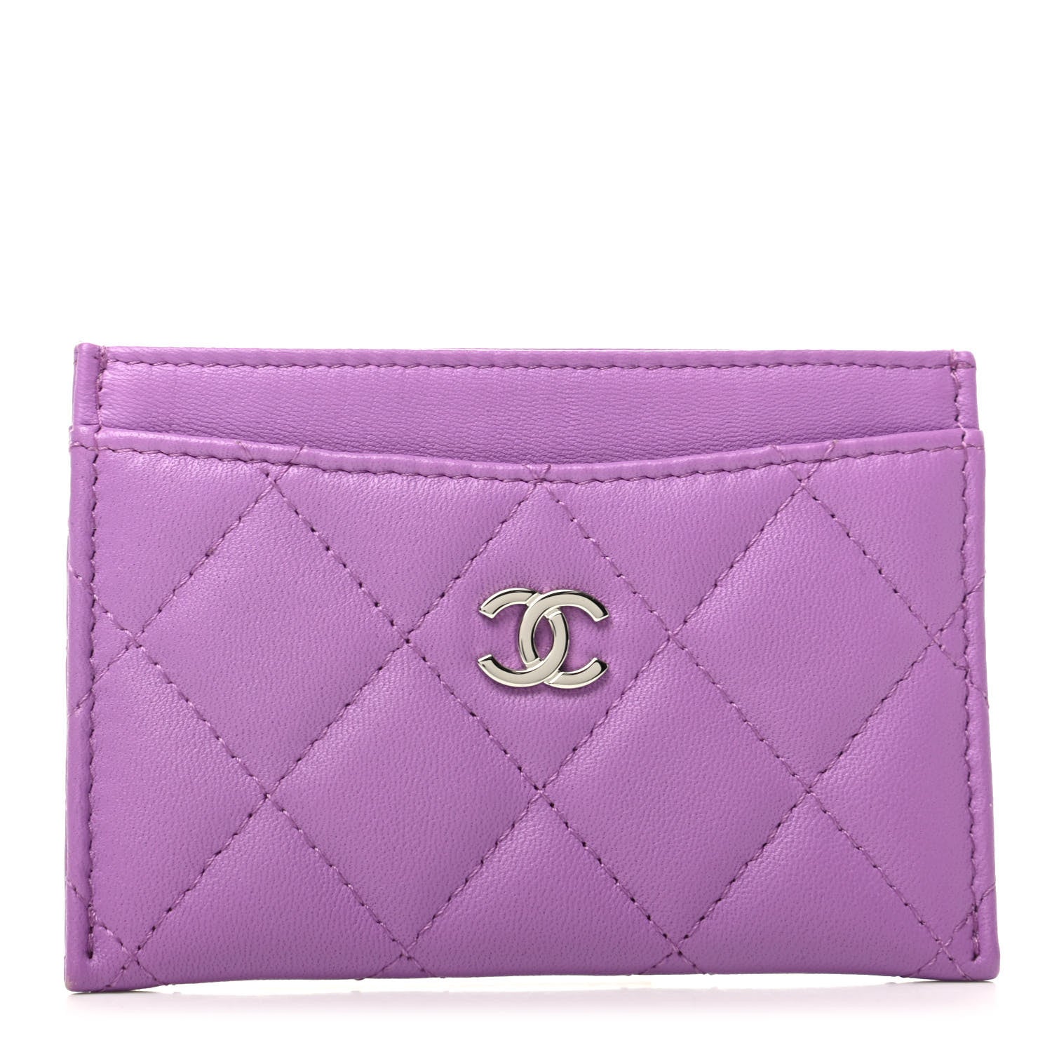 Chanel Lambskin Quilted Card Holder Purple 1 of 8
