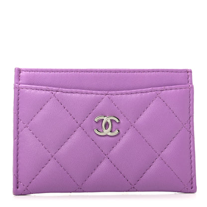 Chanel Lambskin Quilted Card Holder Purple 1 of 8