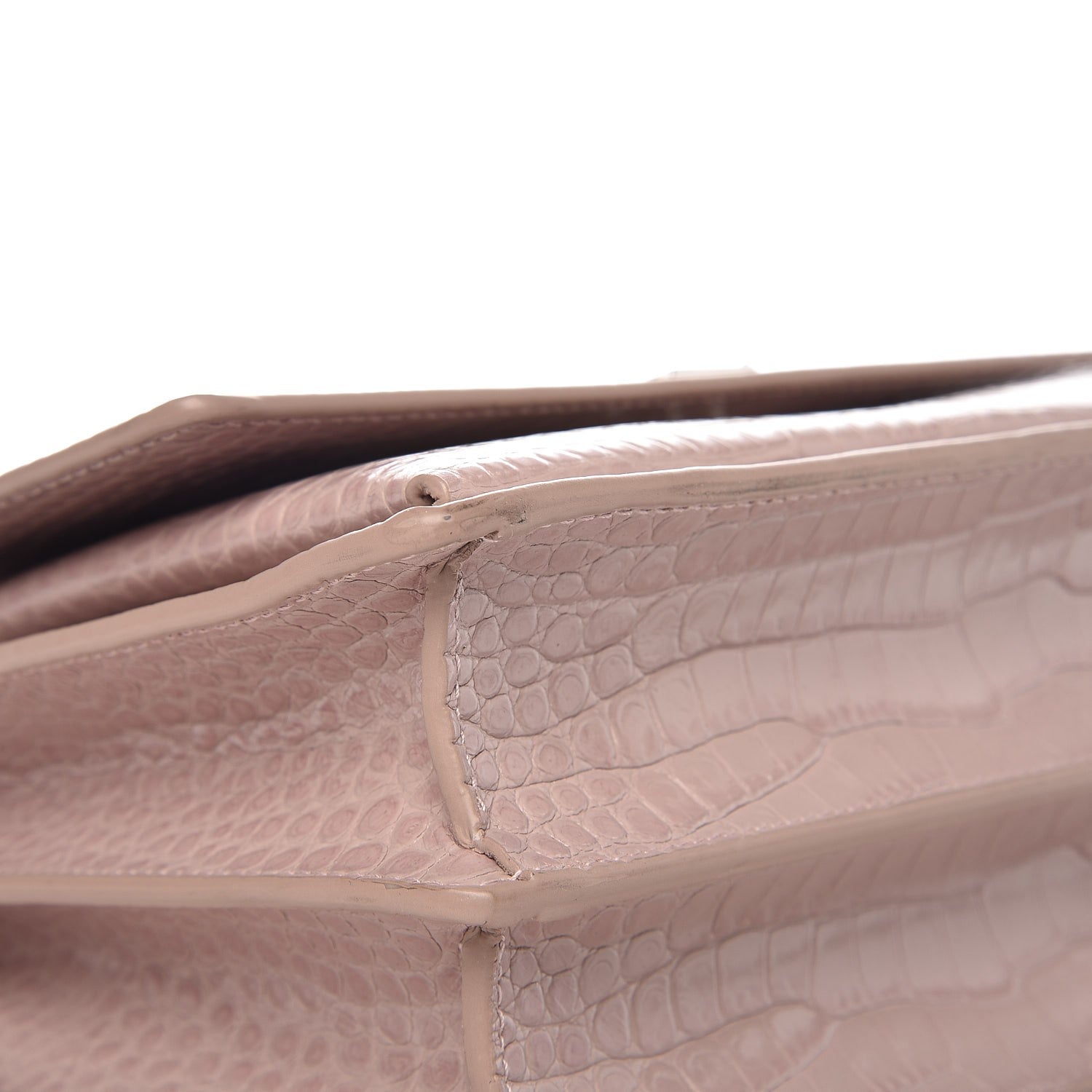 Saint Laurent Calfskin Crocodile Embossed Medium Monogram Sunset Powder Pink 7 of 8