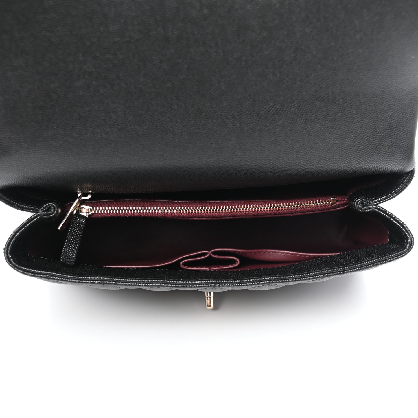 Caviar Quilted Small Coco Handle Flap Black