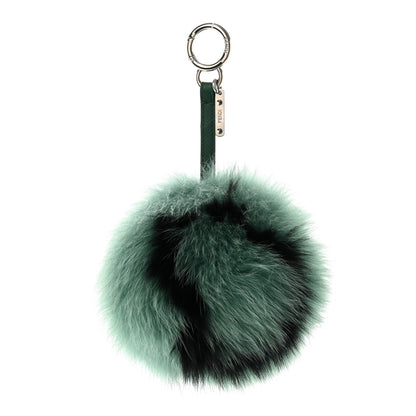 Fendi Fox Fur FF Reloaded Pom Pom Bag Charm Green Black 1 of 5