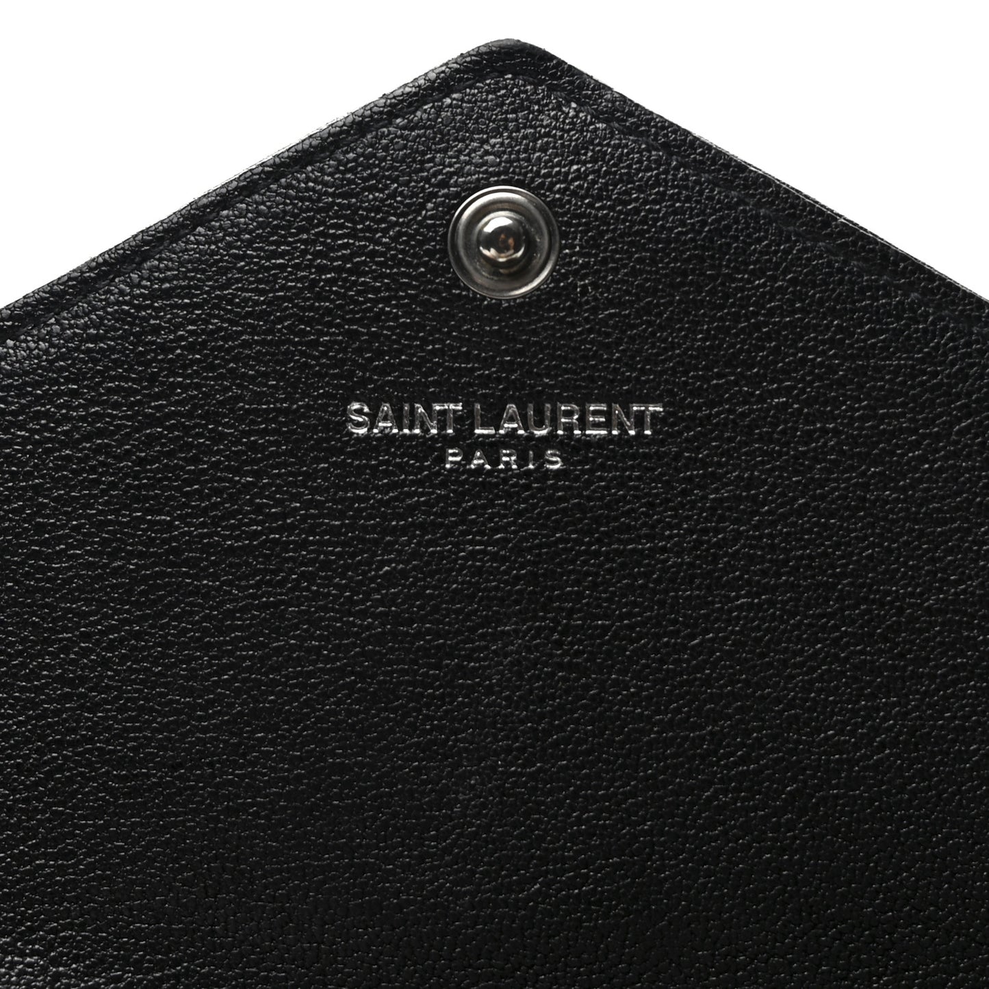 Lambskin Mixed Matelasse Quilted Large Monogram Envelope Wallet Black