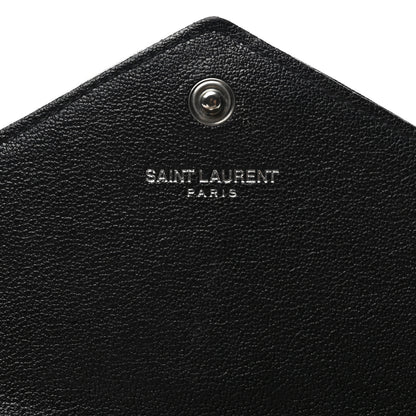 Saint Laurent Lambskin Mixed Matelasse Quilted Large Monogram Envelope Wallet Black 5 of 7