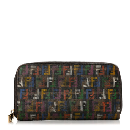 Fendi Zucchino Spalmati FF Multicolor Zip Around Wallet Black Multicolor 1 of 8