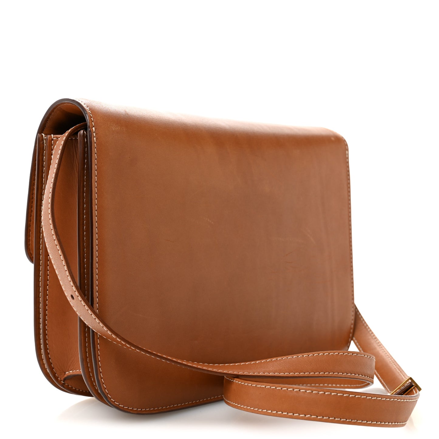 Natural Calfskin Medium Classic Box Flap Bag Tan