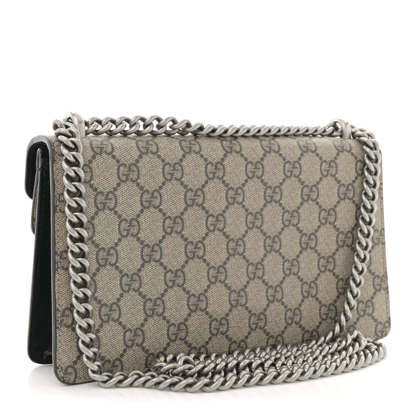 GG Supreme Monogram Suede Crystal Small Dionysus Shoulder Bag Beige Ebony Black