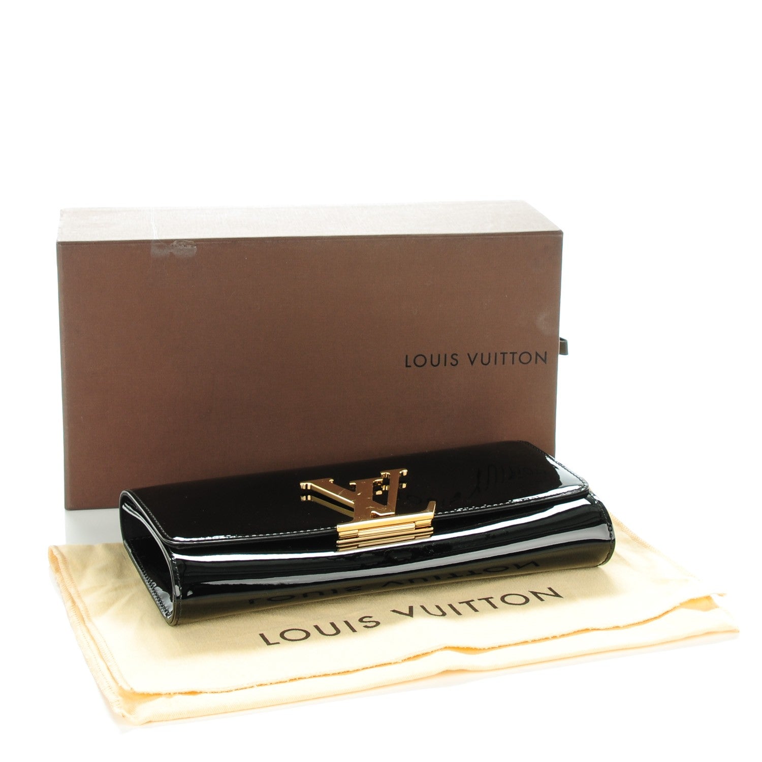 Louis Vuitton Patent Neo Sobe Louise EW Clutch Black 4 of 7