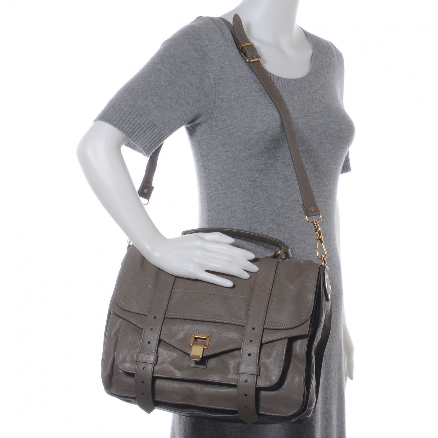 Proenza Schouler Lambskin PS1 Large Satchel Smoke 2 of 8