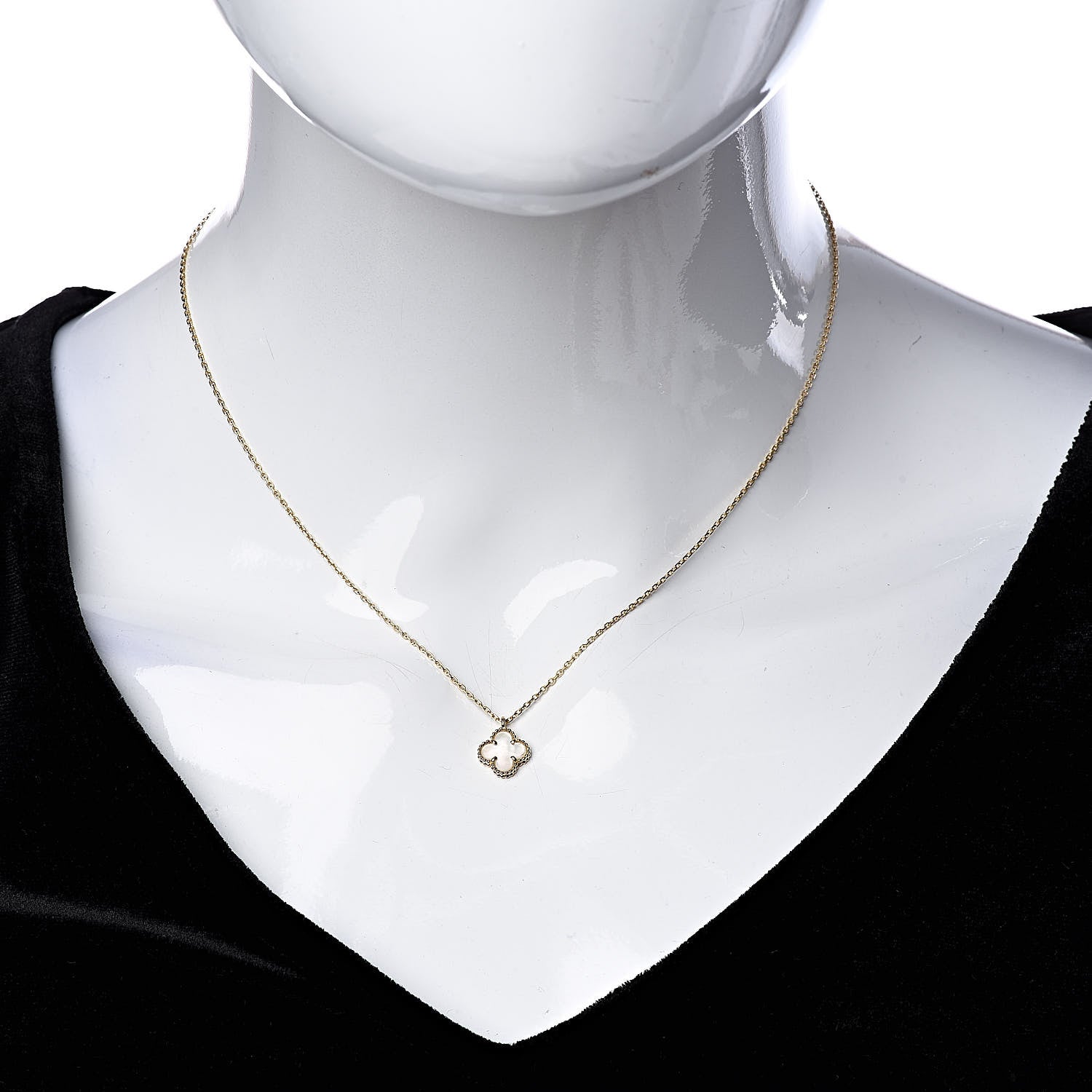 Van Cleef & Arpels 18K Yellow Gold Mother of Pearl Sweet Alhambra Pendant Necklace 2 of 6