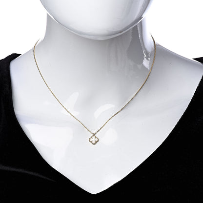 Van Cleef & Arpels 18K Yellow Gold Mother of Pearl Sweet Alhambra Pendant Necklace 2 of 6