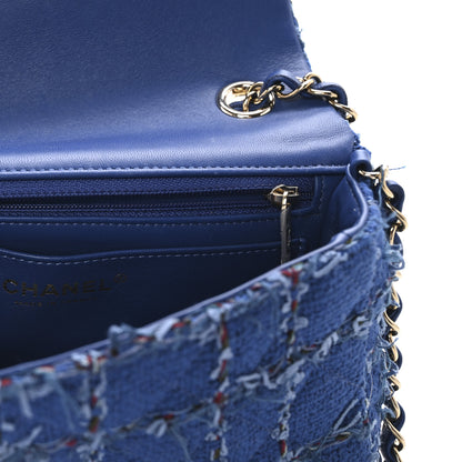 Chanel Tweed Quilted Mini Rectangular Flap Blue Multicolor 5 of 9